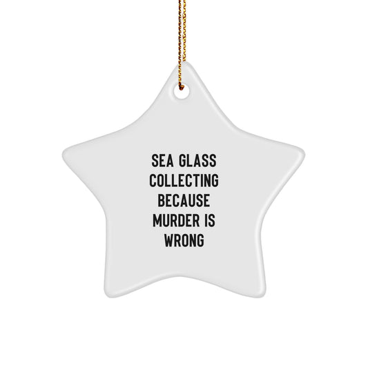 Unique Sea Glass Collecting Gifts from Friends for Christmas Star Ornament with Funny Quote - Image 1